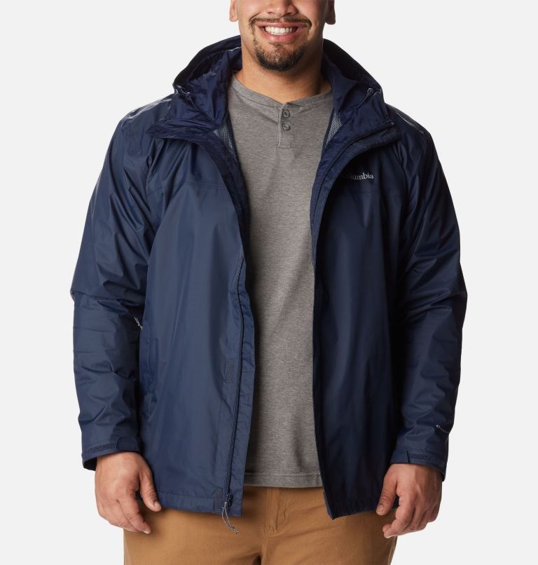 Men's Columbia Watertight II Rain Jackets Navy | Plus Size CA-H4A81